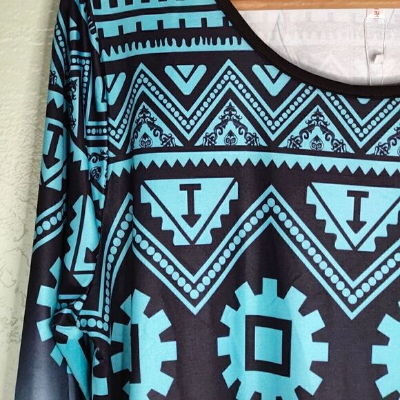 Rose Gal Mandala Aztec Ombre Print Tunic Mini Dress - Picture 4 of 8